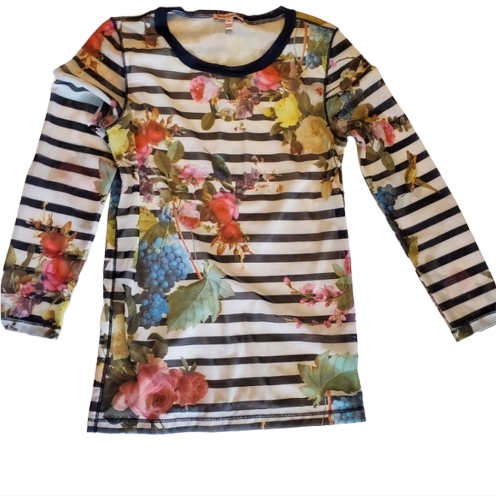 Juicy Couture  Long sleeved stripe sheer shirt medium